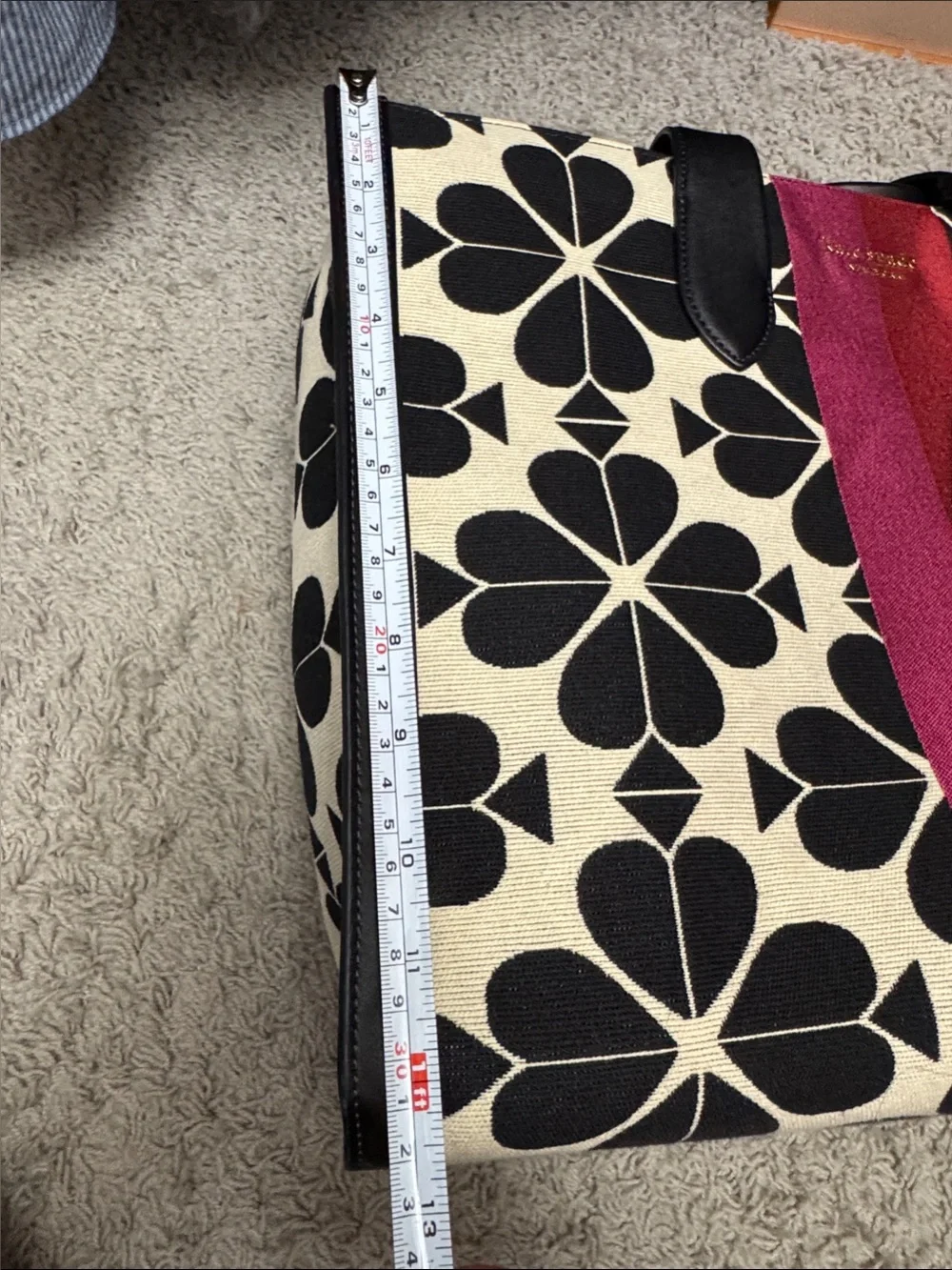 kate spade Black & Pink Stripe Canvas Tote